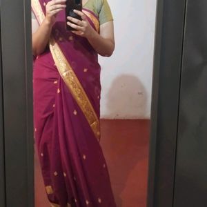 Red Saree With Golden Border