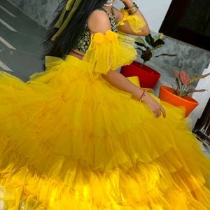 Yellow Ruffle Lehnga