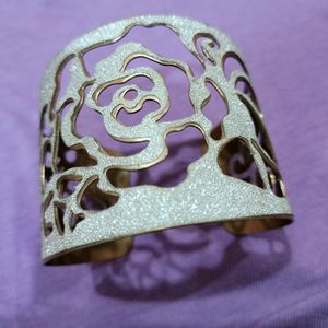 Rose Cutout Glitter Cuff Bracelet