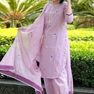 Cotton Kurta Set (Lavender)