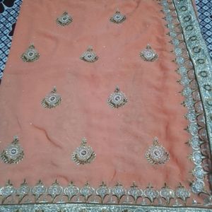 Brand New Saree Peach Colour With Heavy Work... Go