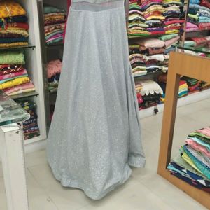 Party Wear Gown In Silver Colour