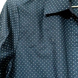 Dark Blue White Dot Printed Shirt