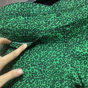 Tiger Print Green Denim Jeans