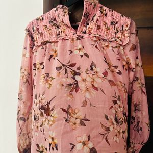 Pink Floral cover Story Top