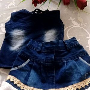 Baby Girl Denim Skirt Set