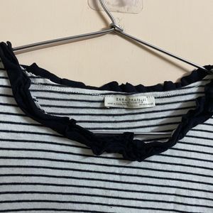 Zara White & Black Line Top