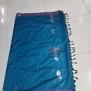 Peacock Blue Soft Silk Saree...