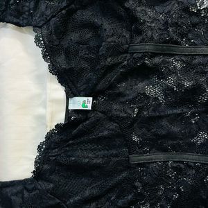 Black Sweetheart Neck Lace Bodysuit Newme