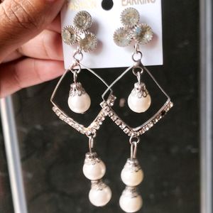 Party Wear White Earring