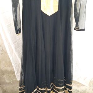 One Tym Used Black Anarkali Suit Set