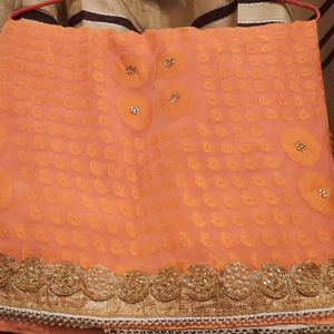 Peach Saree