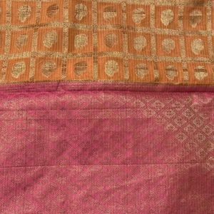 Traditional Orange And Pick Combination Saree