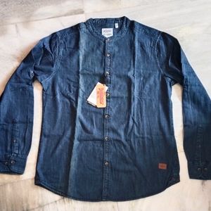 Mandarine Collar Denim Shirt