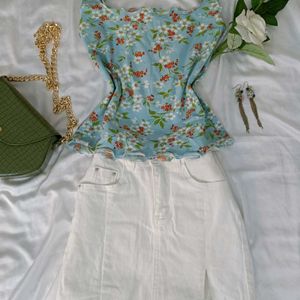 y2k Lettuce Hem Floral Top