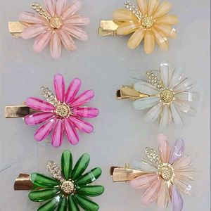 Rhinestone Flower Clips