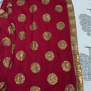 Mahroon Sequence-Embroidery Sari