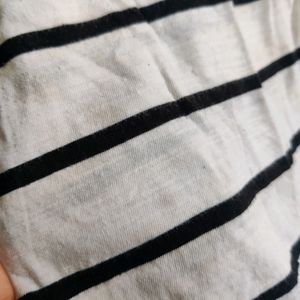 Woman's White Top With Black Strips