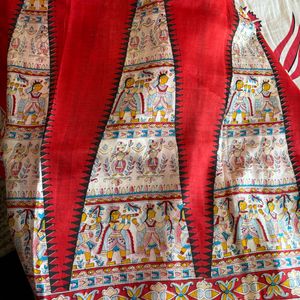 Pure Silk Madhubani Painted Saree With Blouse