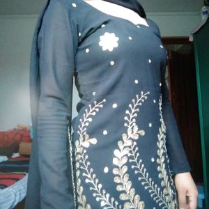 Beautiful Black And Golden Kurtha Set