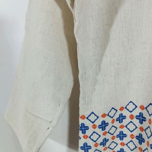 Cream Printed Kurta (Women)