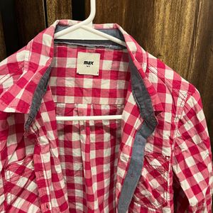 Max Brand,Pink & White Pure Cotton Check Shirt