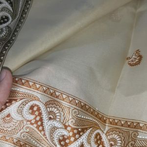 New Cream Silk Saree