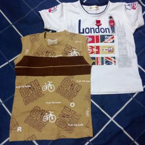 Debackers Kids T-shirt(12-18months)&Kids Cotton Vest-50 Cm(Pack Of 2)