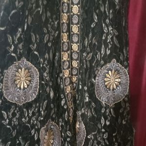 Black and Gold Net Anarkali Gown