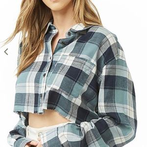 Cropped Checkered Oversized Shirt