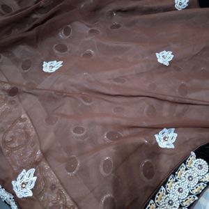 Brown & Cream Saree