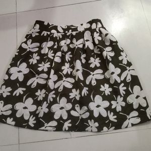 Olive Floral Plated Skirt