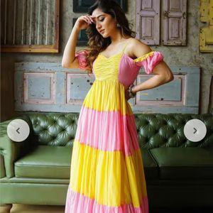 Women Colour block Gown Dress