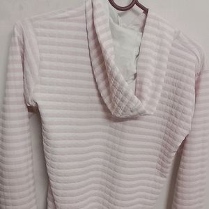 Crop Pink And White Lining Top