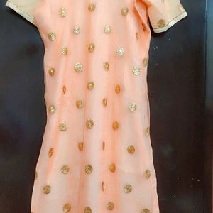 Light Orange Kurta & Golden Skirt With Dupatta 40