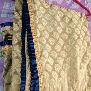 Golden Dupatta With Blue Touch