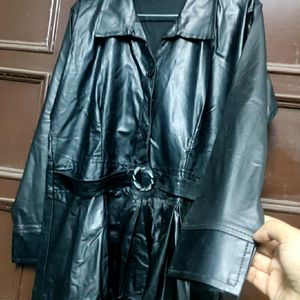 Black Glossy Leatherite Jacket For Women/ Girls