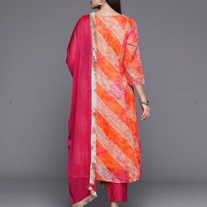 Women Striped A-Line Kurta with Pants& Dupatta