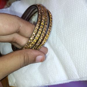 Golden Bangles with shining studs- 2.4 size