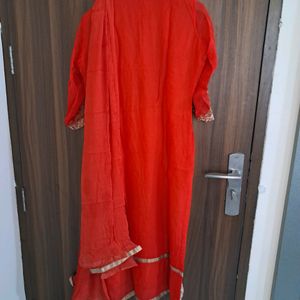 Tomato Red Suit❤️Kameez And Dupatta Set