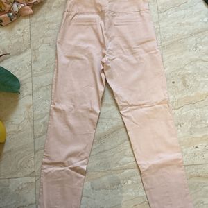 Stretchy Peach Straight Cut Slim-ish Pants