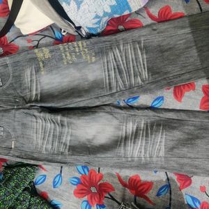 Grey Baggy Jeans Waist Is 26-28 Inch Approx. Size - S