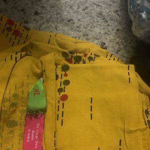 Branded Yellow Printed Kurta