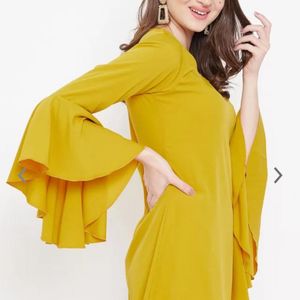 Berrylush Mustard yellow fit and flare dress