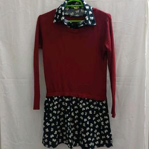 Knitted And Velvet Brand New Winter Dress