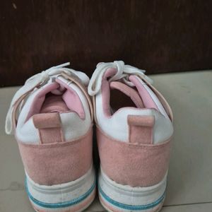 Korean Kawaii Pink And White Sneakers