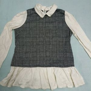 Korean Checkered Wool Top