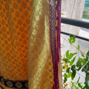 Heavy Work Golden Black Velvet Kurta + Dupatta