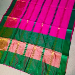 Beautiful multi colour pure cotton silk saree