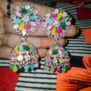 Beautiful Diamond Earring😍 with Combo of Lipstick